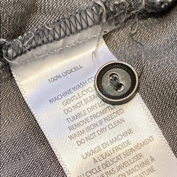 Beachlunchlounge Gray Button Down Shirt with Relaxed Fit Frayed Hem - Picture 5 of 8